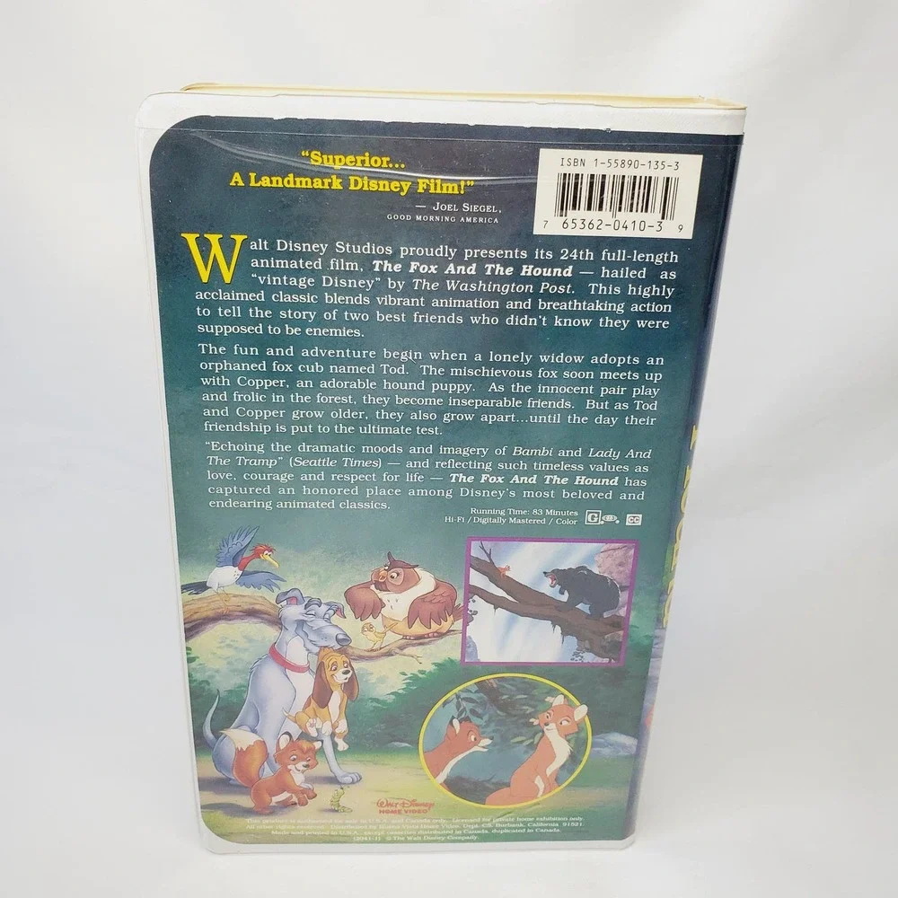 Tested-Disney The Fox and The Hound VHS w/ Bonus Disney Collector Mystery Pack - Picture 5 of 11
